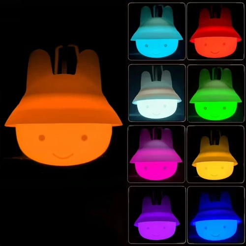 Silikonowa lampka nocna LED Króliczek | Przenośna lampka dziecięca 9 kolorów światła | JL-502