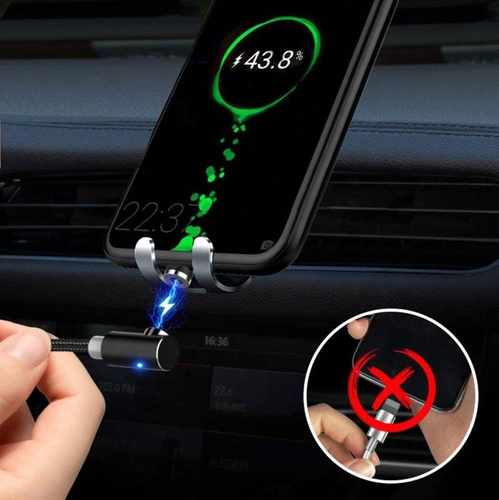 3w1 1M | Kątowy kabel magnetyczny | 3 końcówki - Micro, Type-C i Lightning | Quick Charge 3.0 | AM51