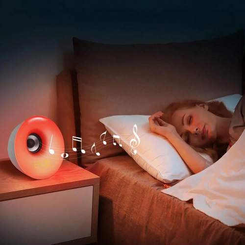 Budzik z lampką LED | Lampka nocna z symulacją wschodu słońca | Radio FM + Bluetooth | MCAC-01