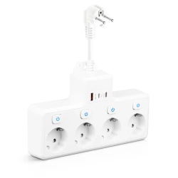 Listwa zasilająca z 4 gniazdami Schuko 45° z USB-A, USB-C PD 20 W i Lightning |  BGS-A+C+L-W