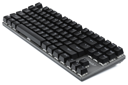 Gamingowa klawiatura mechaniczna z podświetleniem LED RGB, TKL, niebieskie przełączniki | T18