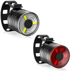 Kompaktowe lampki rowerowe LED przód + tył | Zestaw oświetlenia rowerowego LED 3 tryby | BK-L319