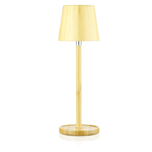 Bambusowa lampka stołowa LED  z dotykową regulacją barwy | Bezprzewodowa lampka nocna w wbudowanym akumulatorem 1500 mAh, USB-C | YG-VM41C
