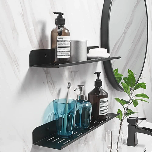 Metalowa półka łazienkowa | Czarna pólka pod prysznic 80cm | Półka wisząca | BDS-L80CM-B