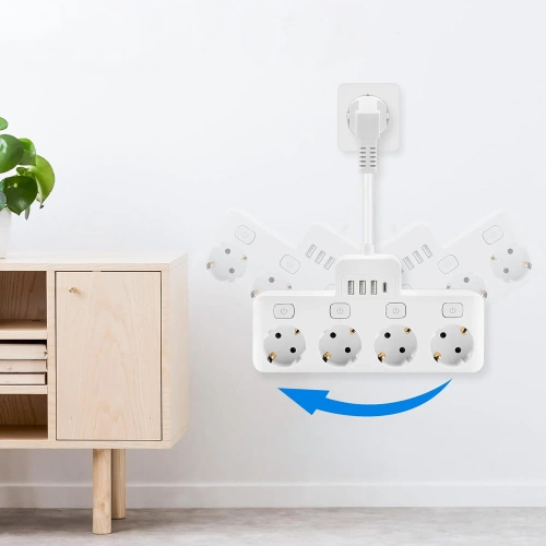 Listwa zasilająca z 4 gniazdami Schuko 45° z USB-A, USB-C PD 20 W i Lightning |  BGS-A+C+L-W