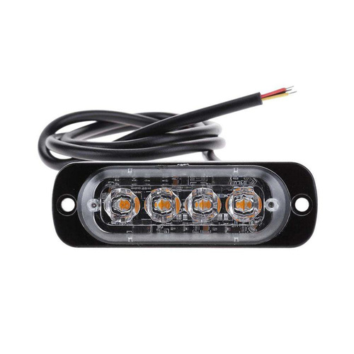 Lampa ostrzegawcza 4 LED pomarańczowa | Stroboskop | Obrysówka | 18 trybów świecenia | LED-04T-Y