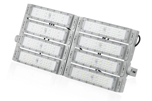 Profesjonalny halogen 400W LED | Mocne oświetlenie do hal sportowych, fabryk, domu | Aluminiowa lampa | Naświetlacz z regulowanym uchwytem | TMN-400W-SILVER