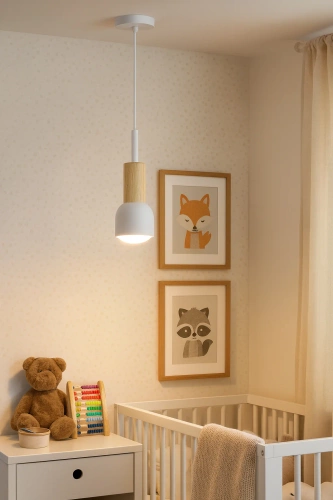 Lampa wisząca biała z drewnianym elementem | Minimalistyczna lampa w stylu skandynawskim z oprawą sufitowa E27 do salonu, sypialni | YG-XD002C-W