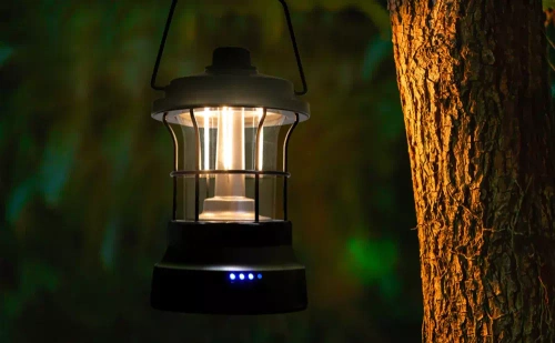 Lampka kempingowa LED w stylu retro z funkcją powerbanka | Płynna regulacja jasności i barwy | 3000mAh, 20-260lm, 5-120h, IPX6 | Czarna | MY-880