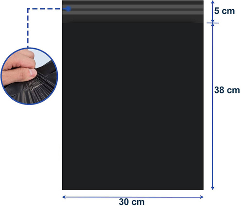 100 szt | Wytrzymały foliopak A3 | 300x420 | czarna, wzmocniona koperta foliowa 