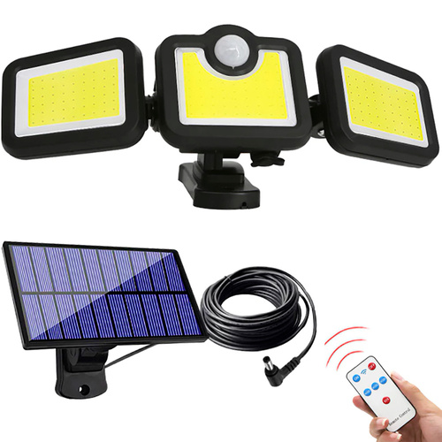 Lampa solarna LED z czujnikiem ruchu i zmierzchu IP65 | 171 diod LED COB | Pilot IR | LD-171COB