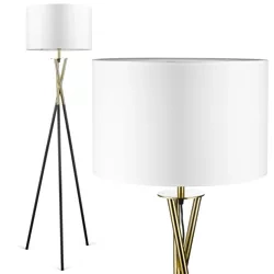 Biała lampa podłogowa | Nowoczesne, stylowe oświetlenie do salonu, sypialni | Biała lampa stojąca z metalowym stelażem | HM112-WHITE