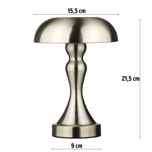 Lampka stołowa LED Grzybek | Bezprzewodowa lampka do hotelu, restauracji | Nocna lampka dotykowa | HJA24-A-SILVER