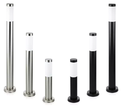 Lampa ogrodowa stojąca, słupek okrągły na żarówkę E27 | Zasilanie 230V, stal nierdzewna | Inox, 65cm | LLR-65CM