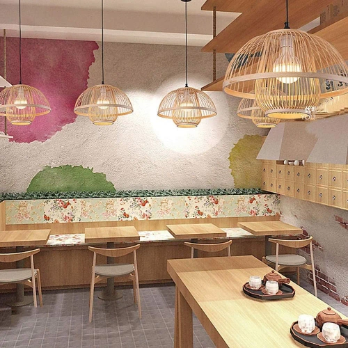 Ręcznie robiona lampa bambusowa wisząca | BOHO | Chiński żyrandol
