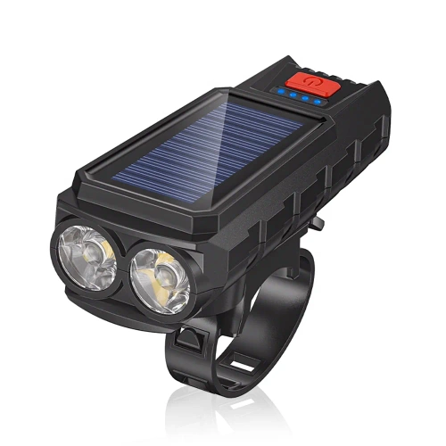 Solarna lampka rowerowa z klaksonem 130 dB | Oświetlenie LED 400 lm | Wodoodporna lampka rowerowa |  QX-LY-17-2 