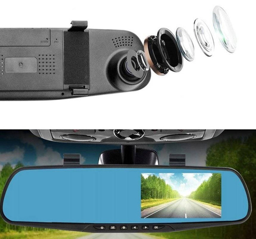 Zestaw - kamera cofania z rejestratorem jazdy  w lusterku wstecznym 4,3" TFT LCD do kamery cofania 12V PZ702-1-DVR