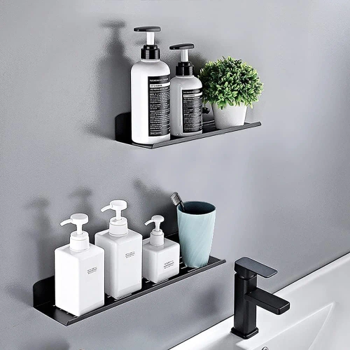 Metalowa półka łazienkowa | Czarna pólka pod prysznic 80cm | Półka wisząca | BDS-L80CM-B