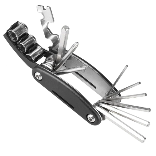 Multitool rowerowy - imbusy, ampule, nasadki | Narzędzia 16w1 | Zestaw kluczy | MFT-16in1