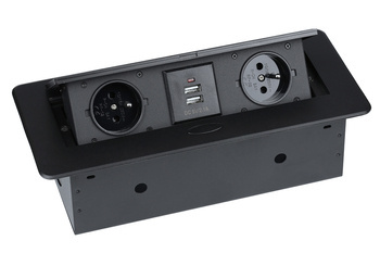 Podwójne gniazdo z uziemieniem + 2x USB chowane w blat | JX-S267K