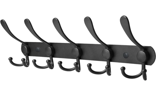 Metalowy wieszak na ubrania | Uchwyt na ręczniki | Wieszak ścienny | Haczyk na ubrania | DSW-H05-BLACK