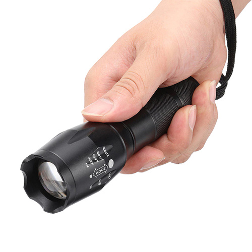 Aluminiowa latarka taktyczna LED XML-T6 CREE | funkcja zoom, akumulatorek 18650, ładowarka + kabel, futerał | 1200lm, 5 trybów świecenia | TL-505