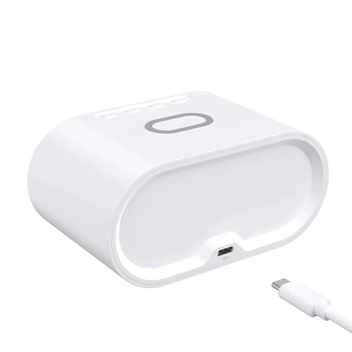 Inteligentny budzik z ładowarką bezprzewodową Qi 15W | Budzik z trzema alarmami | Zegarek z wyświetlaczem temperatury | SZ06-15W-W