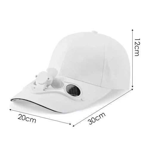 Czapka z daszkiem z wbudowanym wiatraczkiem | Czapka chłodząca | SFH-8934-WHITE| Czapka solarna z wiatrakiem