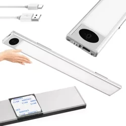 Lampka meblowa z czujnikiem ruchu | Bezprzewodowa lampka nocna z sensorem | Lampka LED podszafkowa 30 cm | HSL-S30CM-SILVER