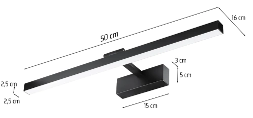 Kinkiet nad lustro | Oświetlenie łazienkowe | Lampa, lampka nad obraz | MIH-50CM
