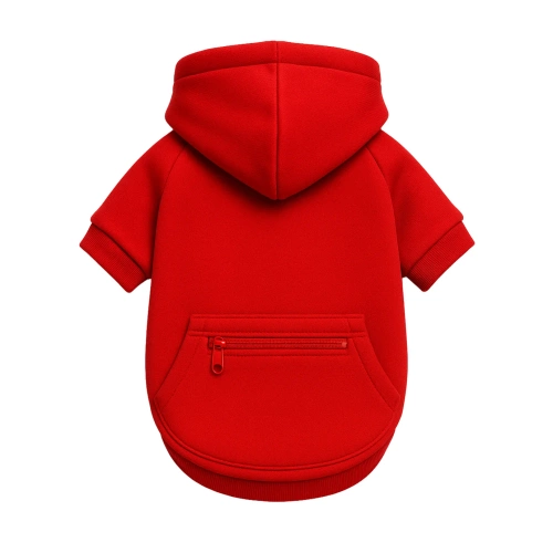 Bluza z kapturem dla psa i kota XS czerwona | Ciepłe ubranko dla pupila na jesień i zimę  z kieszenią |  PET-015XS-RED