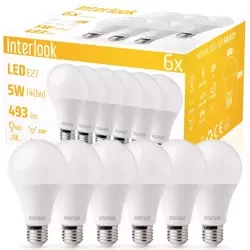 Zestaw 6x Żarówka LED E27 5W | 2835 SMD CCD bańka | 493lm=40W | BIAŁY NEUTRALNY