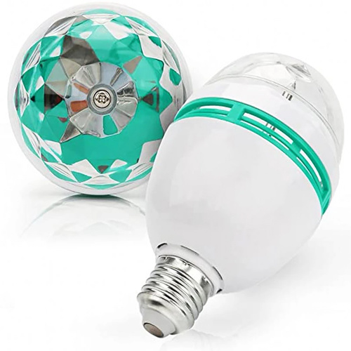 Żarówka obrotowa kula disco | projektor LED RGB | Gwint E27 | MA25-RGB-3W