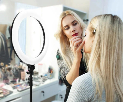 Mocna lampa pierścieniowa 45cm ze statywem 210 cm | Zestaw oświetleniowy do makijażu lub streamingu | RL-480 2w1