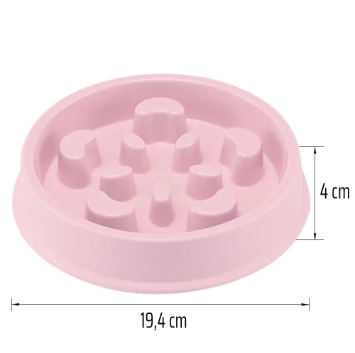 Miska spowalniająca jedzenie dla zwierząt | Miska z antypoślizgowymi podkładkami | CWP-B18-PINK