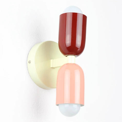 Dwukolorowa lampa ścienna LED | designerski kinkiet do salonu lub sypialni | YG-W008-R+P