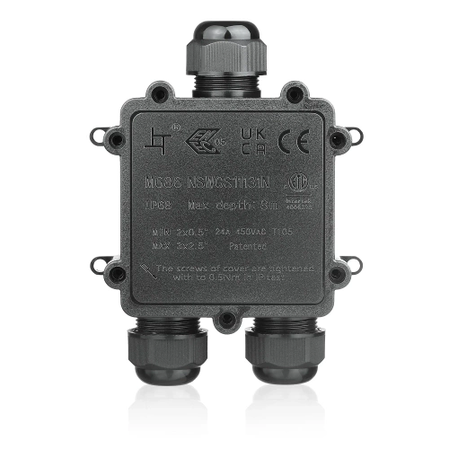 Hermetyczna puszka kablowa IP68 3-torowa  | Złącze elektryczne 450V 24A do kabli 3–14 mm |  M686-Y