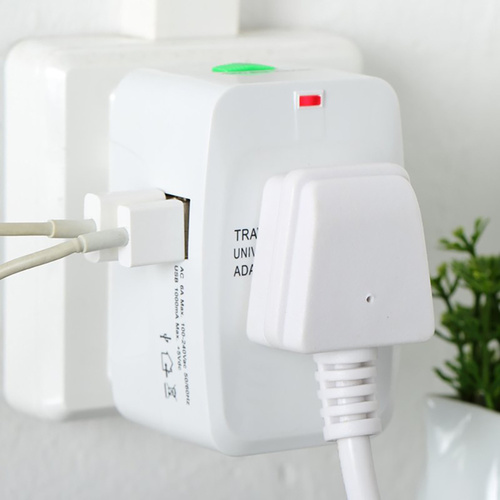 Wielofunkcyjna przejściówka podróżna, adapter sieciowy z ładowarką z dwoma portami USB | EU/USA/CN/UK/AUS | AD-T202