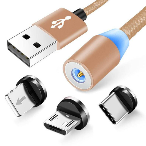 3w1 2M | Magnetyczny kabel USB do ładowania telefonu | Quick Charge 3.0 2.4A | AM23
