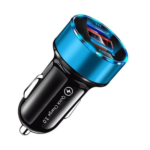 Szybka ładowarka samochodowa 2x USB z wyświetlaczem LED | Quick Charge 3.0 | Miernik napięcia | CA-003