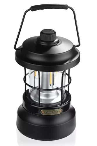 Lampka kempingowa LED w stylu retro z funkcją powerbanka | Płynna regulacja jasności i barwy | 3000mAh, 20-260lm, 5-120h, IPX6 | Czarna | MY-880