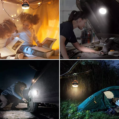 Lampka kempingowa LED, turystyczna latarka z magnesem i funkcją powerbank | 4 tryby świecenia, SOS, 1800mAh, 300lm, do 20h pracy | HWL-003