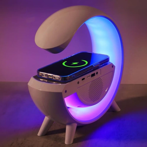 Budzik LED z ładowarką bezprzewodową, głośnikiem Bluetooth i lampką nocną RGB – zegar multifunkcyjny BT3401