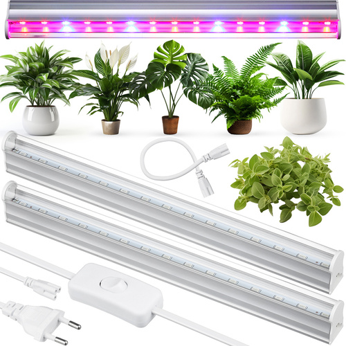 Zestaw 2 lamp do wzrostu kwiatów | Lampa 6W do uprawy roślin | Lampa z kablem zasilającym oraz przewodem łączeniowym | DG-T5-Whitel DG-T5-Whitel