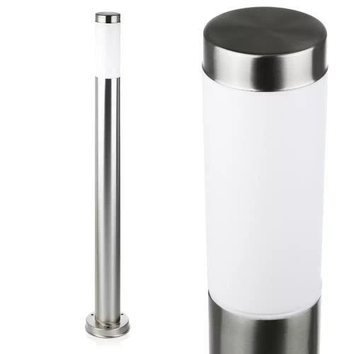 Lampa ogrodowa stojąca, słupek okrągły na żarówkę E27 | Zasilanie 230V, stal nierdzewna | Inox, 90cm | LLR-90CM