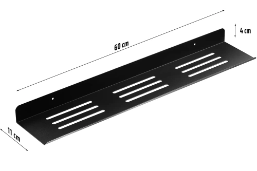 Czarna pólka pod prysznic 60cm | Półka wisząca | BDS-L60CM-B| Metalowa półka łazienkowa