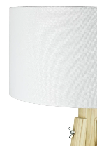Biała lampa podłogowa | Boho oświetlenie do salonu, sypialni | Biała lampa stojąca z drewnianym stelażem | DYT-L150