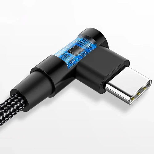 Kabel GSM | Kabel kątowy USB-C | Kabel z wtykiem 90st. | Szybkie ładowanie POWER DELIVERY | Kabel z transmisją danych | PD-F60W-1M-B