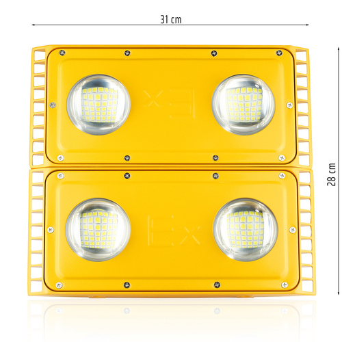 Naświetlacz EX | Lampa LED do miejsc zagrożonych wybuchem gazów | Przeciwwybuchowy halogen | GSM-200W-GOLD
