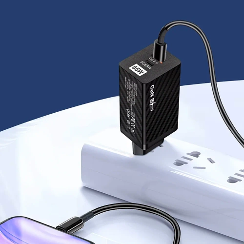 GAN | Szybka ładowarka sieciowa 65W z portami USB i USB-C PD 3.0 